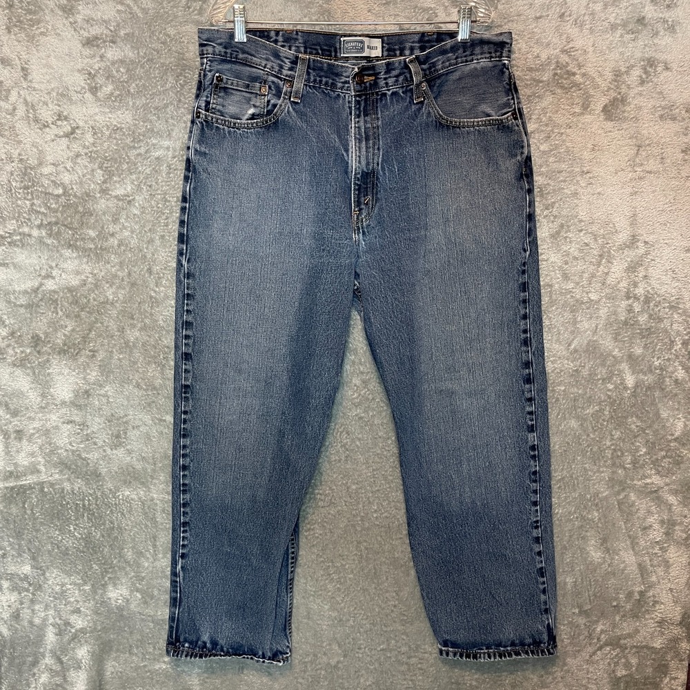 Signature Levis Men Relaxed Straight Jeans 38x30 Faded Loose Grunge Y2K Skater